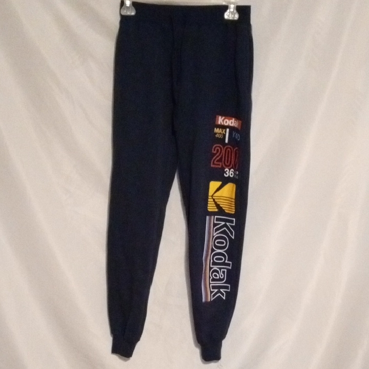 Kodak Brand Navy Blue Tapered Sweatpants With Colorful Kodak Graphic Design